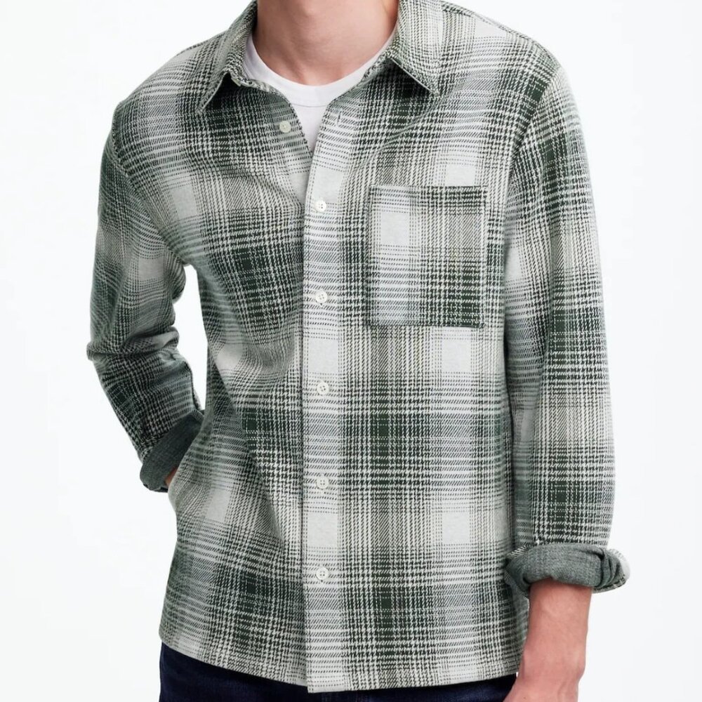 Madewell Green and White Plaid Button-Down Shirt